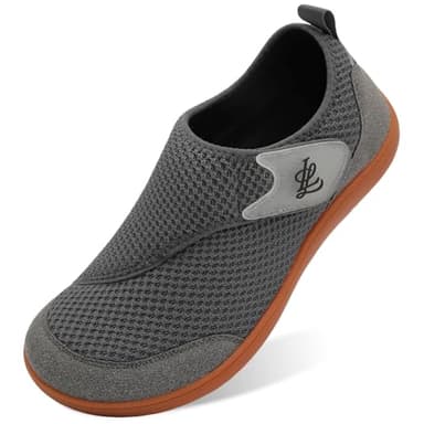 LeIsfIt Mens Wide Diabetic Shoes Adjustable Barefoot Walking Shoes Breathable Zero Drop Sneakers for Wide Width Arthritis Edema Feet Dark Grey Size 11