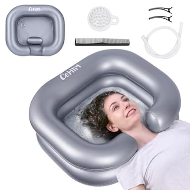 Cehim Inflatable Shampoo Basin - Portable Shampoo Bowl, Hair Washing Basin for Bedridden, Disabled,Injured, Hair Wash Tub for Dreadlocks and at Home Sink Washing