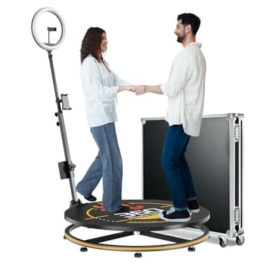 360 Photo Booth Machine with Flight Case for Parties,RGB,PhotoBooth Chacktok VIP,Software APP Remote Automatic Slow Motion Rotating 360 Video Camera Booth for 2-3 People