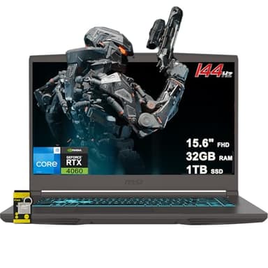 MSI Thin 15 Gaming Laptop 15.6" FHD IPS 144Hz Intel Octa-core i5-13420H (Beats i7-12650H) 32GB RAM 1TB SSD GeForce RTX 4060 Backlit USB-C Win11 w/ICP Hub