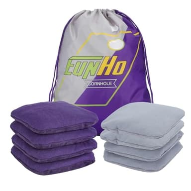 EunHo Dual Sided Cornhole Bags Regulation Set of 8 Professional Cornhole Bean Bags Slick and Stick for Tossing Game-All Weather