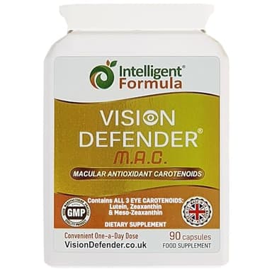 Vision Defender MAC Eye Supplement: Lutein, Zeaxanthin & Meso-Zeaxanthin Triple Antioxidant Carotenoids for Eye Health and Eyesight (90 Capsules/One Capsule Daily) Made in UK