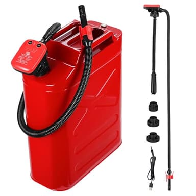 KEMIMOTO Rechargeable Fuel Transfer Pump, 4000mAh Lithium Battery with Auto-Stop Sensor, 3.2 GPM Flow, Transfer Pump Portable with 3 Can Adapters, 41" Hose Gas Can Pump for Oil, Diesel, Gasoline