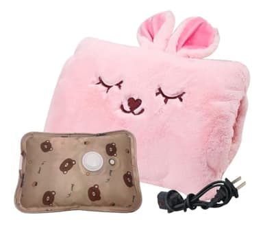 Milkycat Cute Hot Water Bottle with Soft Cover，Portable Rechargeable Electric Hot Water Bag for Menstrual Cramps，Hot Compress Heating Pad,Plush Bunny Hand Warmer（Spring Impressive Gift）