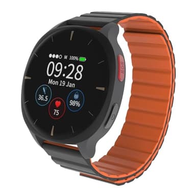 Audar E2 Senior Smartwatch with Fall Detection & SOS, 24/7 Heart Rate, Blood Pressure, SpO₂ & Temperature Monitoring, IoT AI Wellbeing Reports/Health History, Cloud Dashboard, No Cell Phone/App Needed