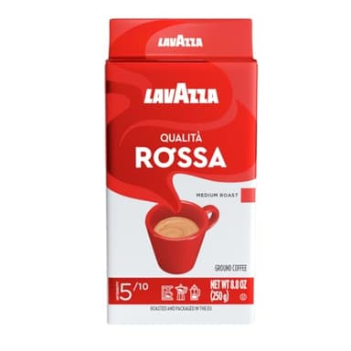 Lavazza Qualità Rossa Ground Coffee, Medium Roast, Arabica and Robusta Blend, 8.8 oz Brick
