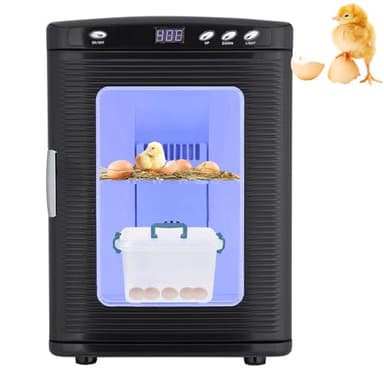25L Reptile Incubators for Hatching Eggs, Digital Science Lab Incubator,Cooling and Heating 10-60°C, 12VAC/110VDC Dual-Power Small Portable Incubator for Laboratory, Home, Vehicle, Black