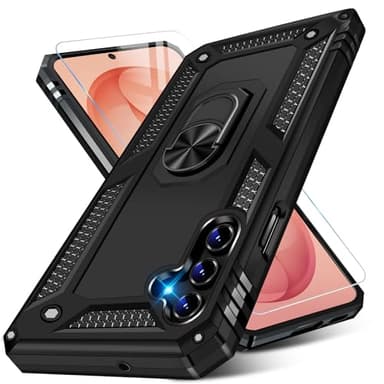 for Samsung Galaxy S26 Plus Case with Screen Protector, Heavy Duty Military Grade Shockproof Rugged Protective Cover for Samsung S26 Plus Phone Case with Metal Ring Magnetic Kickstand (Black)