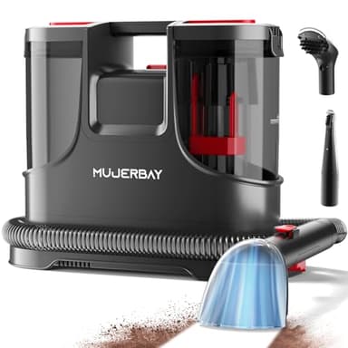 Upholstery Carpet Cleaner, MUJERBAY 15Kpa Portable Spot and Stain Cleaner Shampooer, Easy Move with Handle, 1.5-inch Deep Cleaning Machine for Couch, Stairs, Car and Pet Messes.