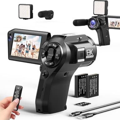 FLATIC 2K/8K Video Camera, 48MP/75MP Camcorder with Picture-in-Picture Mode, WiFi Vlogging Cameras for YouTube 16X Digital Zoom, Digital Camcorder with 32GB/64GB Card