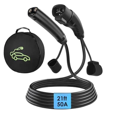 LZSTEC NACS Extension Cable Cord, Charging Extension Cable for Tesla, 21ft 50A 240V 12Kw, Compatible with Tesla & NACS Level 1 & Level 2 Mobile Charger Wall Connector for Model Y/X/3/S/Cyber-truck