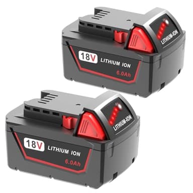 FORBETER 2pack 6.0Ah 18v Battery Replacement for Milwaukee m18 Battery 48-11-1850 48-11-1860, Compatible with Milwaukee M18 Cordless Power Tools,15C Discharge Rate