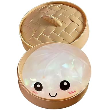 Glitter Dumpling, Glitter Dumpling Squishy with Box, Glitter Squishy Dumplings Sensory Squeeze Toy for Stress Relief (White)