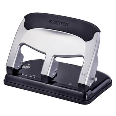 Bostitch Office EZ Squeeze Heavy Duty 3-Hole Punch for Home Office & School, 40-Sheet Capacity, One-Touch Reduced Force, Sleek Silver Design