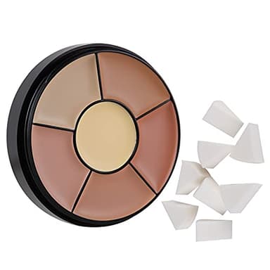MEICOLY 6 Shades High Coverage Concealer,Tattoo Cover Palette,Bruise Kit Cover Up Makeup, Age Spots, Vitiligo, Birthmarks,with 8 pcs White Makeup Sponges