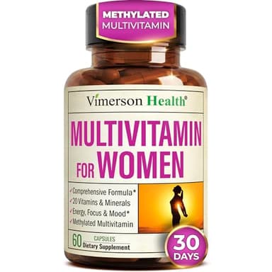 Methylated Multivitamin for Women w/Bioavailable Vitamins, Chelated Minerals, Vitamin D, B12, C, A & Zinc for Energy, Focus and Immune Health – Premium Womens Multivitamins & Multiminerals – 60 Caps