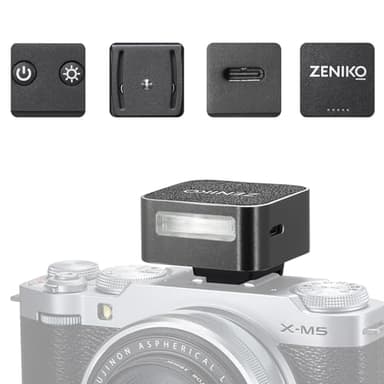 Zeniko ZF08 Aluminum Mini Flash Speedlite, 440 Full-Power On Camera Flash,CCT 6500K±200K Small Camera Flash for Canon/Fuji/Sony zv1/Sony zve10/Nikon/Panasonic Olympus Pentax/3s Recycle(Black)
