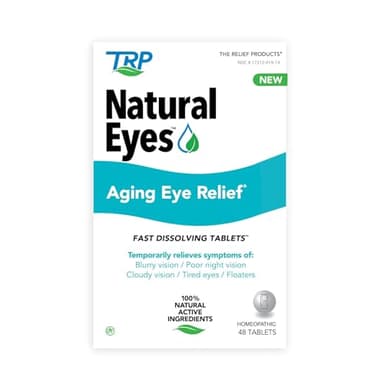 The Relief Products Natural Eyes Aging Eye Relief - 100% Natural Active Ingredients - Fast Dissolving Tablets for Eye Health, Poor Night Vision, Tired Eyes, Dryness and Redness 48Ct