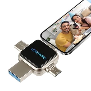 Photo Stick Flash Drive,LONGWIND 512GB USB 3.0 High Speed Thumb Drive,USB Memory Stick Portabl External Easy Backup Photo Storage for Phone/Android/PC/Laptop/Tablet (Silver)