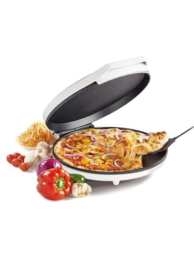 Betty Crocker Pizza Maker Plus, 12" Indoor Electric Grill, Nonstick Griddle Pan for Pizzas, Quesadillas, Tortillas, Nachos and more, 12" Electric Griddle for Delicious Meals and Snacks, White