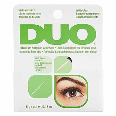 DUO Brush-On Clear Lash Glue –Waterproof Strip Lash Adhesive with Vitamins A, C & E, Long Lasting Eyelash Glue, 0.18 oz, 1 Pack