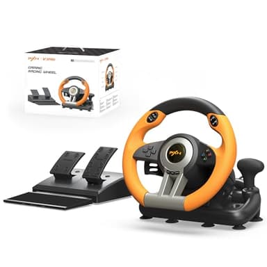 PXN PC Racing Wheel, V3 PRO 180 Degree Universal Usb Car Sim Race Steering Wheel with Pedals for PC, PS3, PS4, Xbox One, Xbox Series X/S, Switch (Orange)