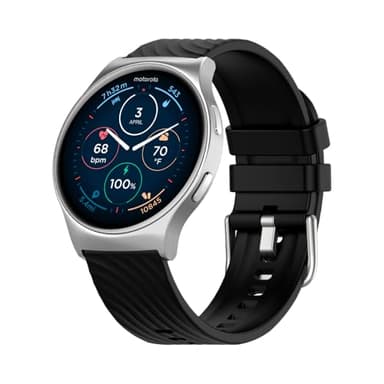 Motorola Moto Watch 120 - Premium Bluetooth Smartwatch with AMOLED Display, 10-Day Battery, Heart Rate & SpO2 Tracking, Fitness & Health Monitoring, Compatible with Android and iPhone - Silver