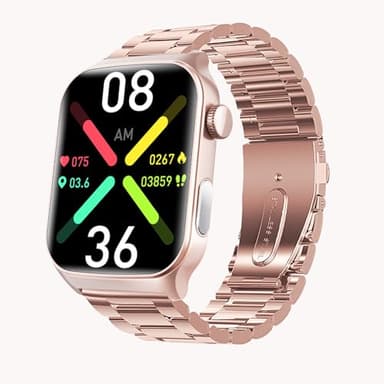 Yihou Fall Detection Smart Watch for Seniors Fall Alert Watch with SOS Heart Rate Monitor Sleep Monitoring Pedometer for Android iOS Rosegold Steel