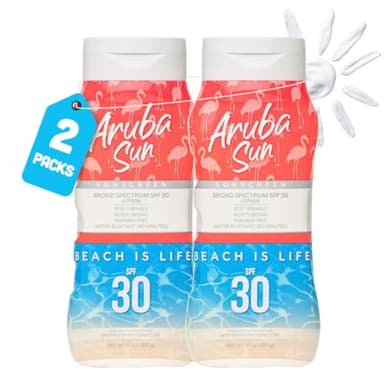 Aruba Sun SPF 30 Sunscreen Lotion 16oz 2-Pack - Reef Act Compliant no 67 Octinoxate & Oxybenzone Free - Sun Screen Broad Spectrum UVA/UVB - Sunscreen Waterproof and Non-Greasy