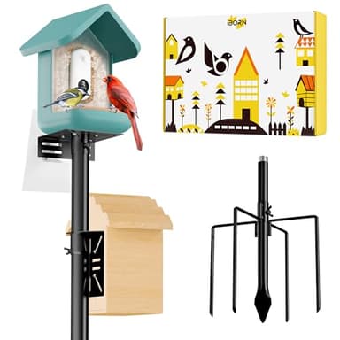iBorn Camera Bird Feeder Pole 3in1 Compatible Bird Feeder Poles for Outdoors Heavy Duty,63inch Adjustable Height Bird House Pole Mount Kit Bracket Universal for Smart Feeder/Birdhouse