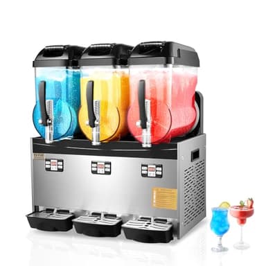 VEVOR Commercial Slushy Machine, 12Lx3 Triple Tank Frozen Drink Machine, 144 Cups Stainless Steel Margarita Smoothie Frozen Drink Maker, Slushie Maker for Home Party Restaurants Cafe Bars