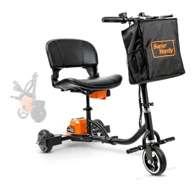 SuperHandy Passport Mobility Scooter for Adults- Foldable, 3 Wheel, Airline Travel Friendly - 13 Mile Range, Includes 2 Removable 44.4V Lithium-ion Batteries & Charger (275 Lbs)