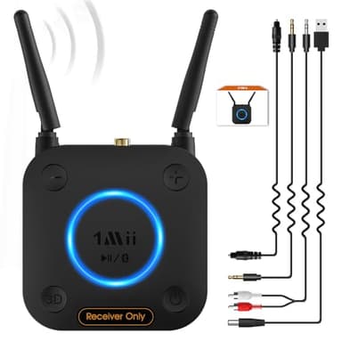 [Upgraded] 1Mii B06Pro Long Range Bluetooth Receiver, HiFi Wireless Audio Adapter, Bluetooth 5.3 Receiver with 3D Surround aptX HD Low Latency Optical RCA AUX 3.5mm Coaxial for Home Stereo System