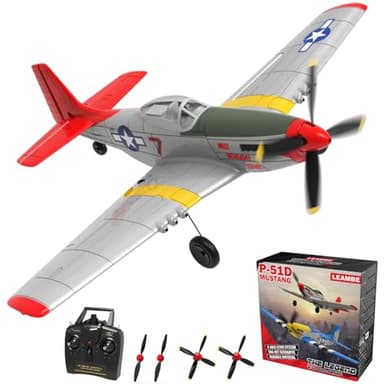LEAMBE 4 Channel RC Plane, Ready to Fly Aerobatic Aircraft, Easy Control for Beginners, P51 Mustang RC Airplane Best Gift for Adults