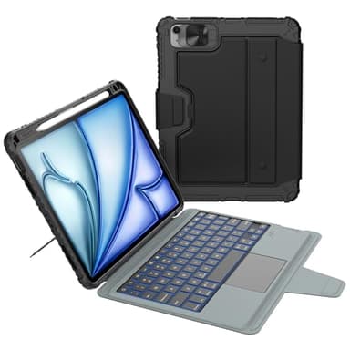 Nillkin iPad Air 11-inch (M4/M3/M2) Case with Detachable Keyboard, iPad Pro 11(1st/2nd/3rd/4th Gen) & Air 5th/4th Generation Rugged Keyboard Case, 7 Colors Backlit, Trackpad, Portrait/Landscape Modes