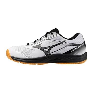 Mizuno Cyclone Speed 5 Junior Volleyball Shoe | Youth Volleyball Footwear | White-Black | US Youth 5