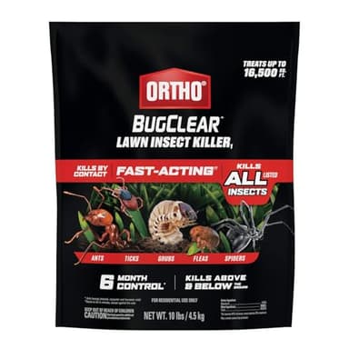 Ortho BugClear Lawn Insect Killer1 – Kills Ants, Spiders, Ticks, Fleas, Armyworms & Grubs, 10 lb Granules Treats Up to 16,500 sq. ft.
