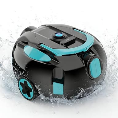 Robotic Pool Cleaner, Powerful Robotic Cleaner with Dual Suction Inlets, Cordless Automatic Pool Cleaner for In-Ground & Above Ground Pools, 130-Min Runtime, Lightweight Design with Auto Park Feature