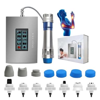 Generic Shockwave Therapy Machine Extracorporeal Shock Wave Therapy Device 7in1 Focused Shockwave Therapy Machine Pain Relief at Home for Body Feet Knees, Silver