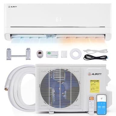 Albott Mini Split Air Conditioner and Heater, 12,000 BTU, SEER2 18, 208-230V Inverter Energy-Efficient AC with Self-Cleaning, Remote and APP Control, Easy Installation, Cools up to 750 Sq.Ft.
