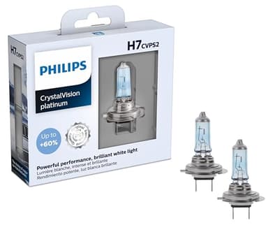 Philips Automotive Lighting H7 CrystalVision Platinum Superior Upgrade Automotive Replacement Bright White Headlight Bulb, Fits Select High Beam, Low Beam, Fog Positions (2 Pack)