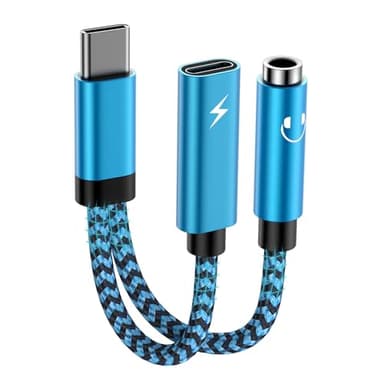 USB C Samsung Headphone and Charger Adapter, 2 in 1 USB Type C to 3.5mm Aux Audio Jack with 60W Fast Charging Dongle Cable Cord for Galaxy A17/A16/A15/S26/S25/S24/Ultra/A54/A14/5G iPhone 17/16 Pro Max