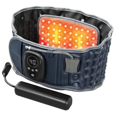 HONGJING Red Light Massage Decompression Belt for Lower Back Pain Relief, Heated Back Brace Inflatable Lumbar Support with Electric Pump, One Sizes Fits 29-49 Waist