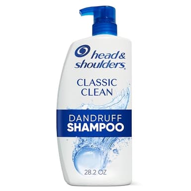 Head & Shoulders Anti-Dandruff Shampoo with 1% Pyrithione Zinc, Classic Clean, Fresh Scent, Daily Use, Moisturizing, Flake Control, Color-Safe, Safe for All Hair Types - Dry, Itchy Scalp, 28.2 Fl Oz