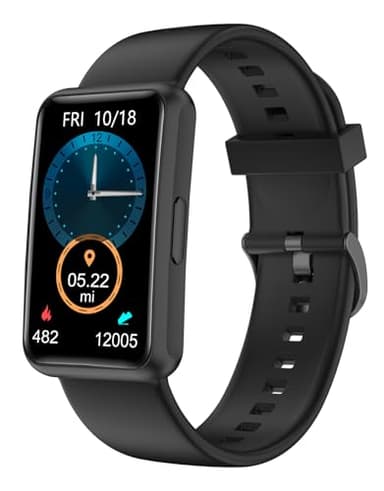 HUAKUA Fitness Tracker No Bluetooth No APP No Phone Needed, Fitness Watch for Men Women Parents IP68 Waterproof with Full Touch Screen Steps Calories Counter Sleep Tracker Alarm Clocks (Black)