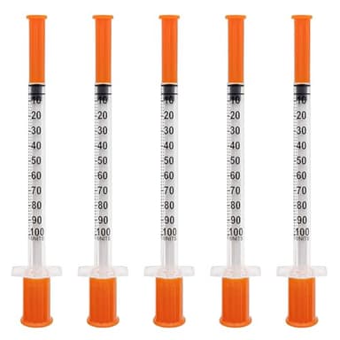 U-100 1cc Syringes with Needle 31G 5/16 inch (8mm),Individual Pack of 36