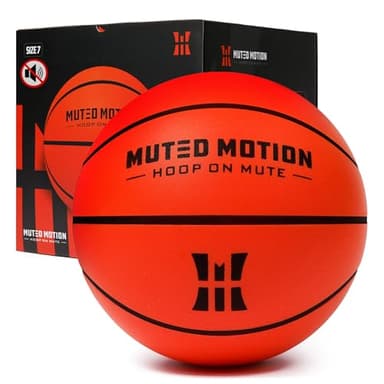 MUTED MOTION Silent Basketball Size 7 (29.5”) – Next-Gen Foam Indoor Basketball w/Advanced Durability, Deep Grooves & High Bounce | Airless Training Foam Ball | Soft & Quiet for Pros, Kids & Toddlers