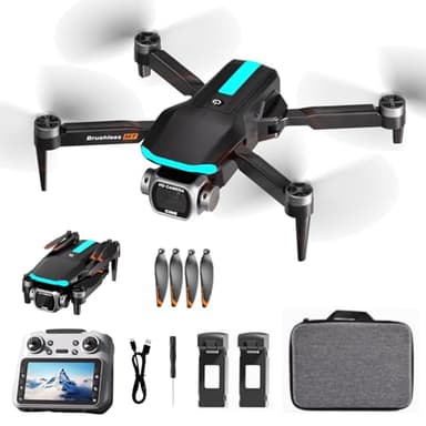 Foldable Dual HD Camera Drone with 4.5 Inch Screen Remote Controller, Under 250g Mini RC Quadcopter for Adult, Follow Me Headless Mode Optical Flow Positioning Auto Return Beginner Hobby Drone (Black)