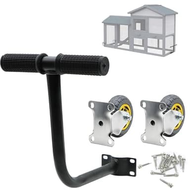 Qkxut Chicken Coop Wheel Kit with Lift Handle, 2 Pack 4" Heavy Duty Wheels for Easy Mobility, Chicken Tractor Wheel Kit for DIY Portable Coop Accessories Replacement & Poultry Habitat