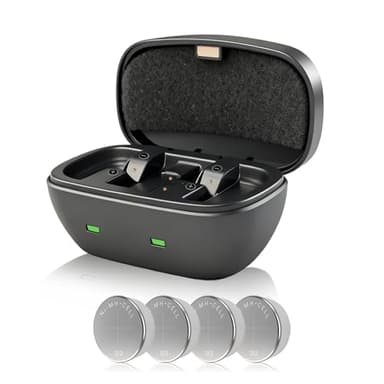 4Pcs Upgraded Hearing Aid Batteries 312 Rechargeable with Charger, Portable Charging Case and Rechargeable 312 Hearing Aid Battery Lasts 8-10H for Non-Bluetooth Instrument (4 Batteries + Charger)